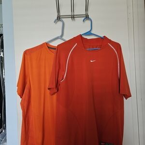 Nike & UA Men's Red and Orange Short Sleeve Tees (2 Shirts)